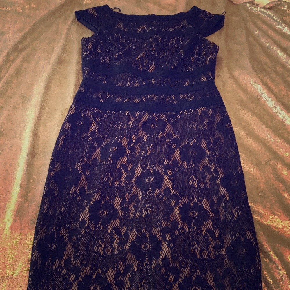 Adrianna Papell black lace dress